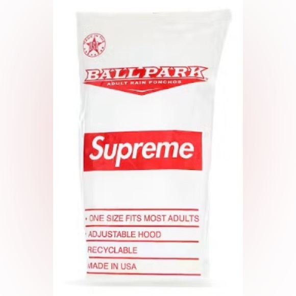Supreme Ballpark Rain Poncho SS20 White and Red - Picture 1 of 1
